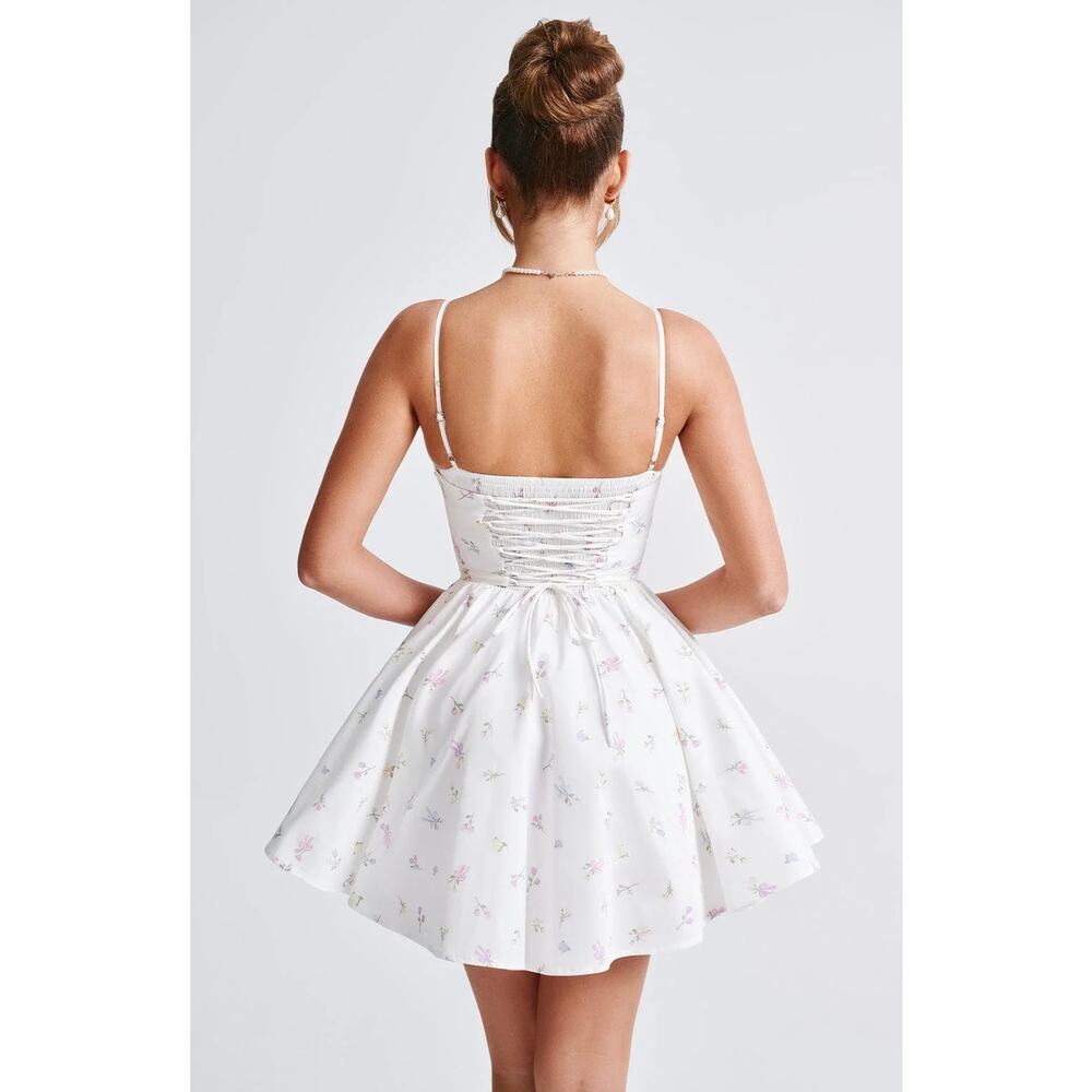 NWT Babyboo Analeigh White Multi Floral Corset Fit & Flare Mini Dress Size Small - Picture 7 of 16